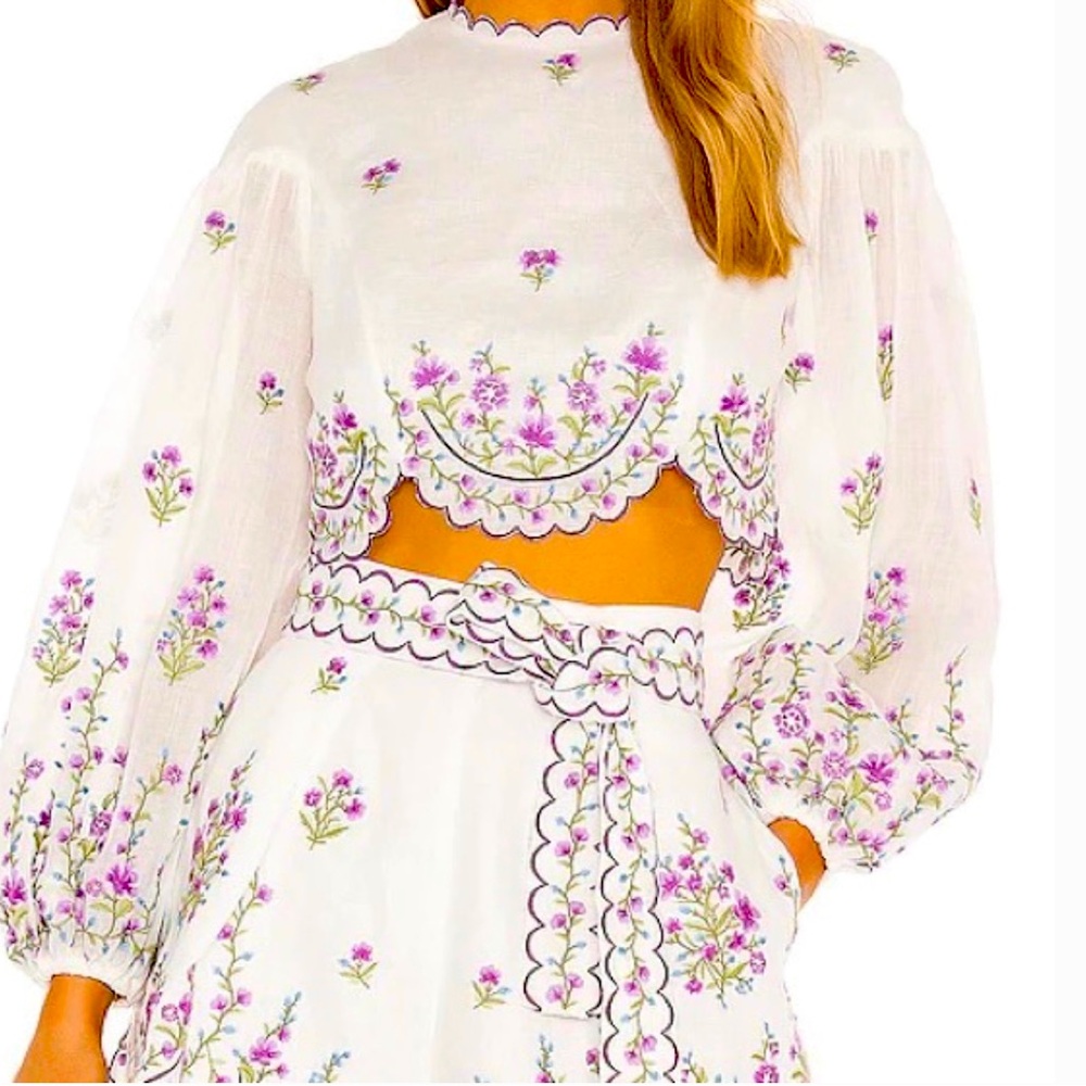 ZIMMERMANN 
Poppy floral-embroidered shorts and Top